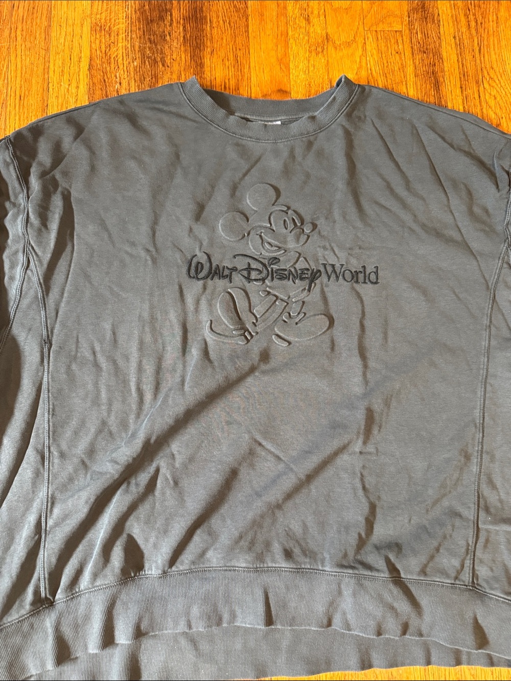 Disney Charcoal Gray Embossed Mickey Crewneck Sweatshirt